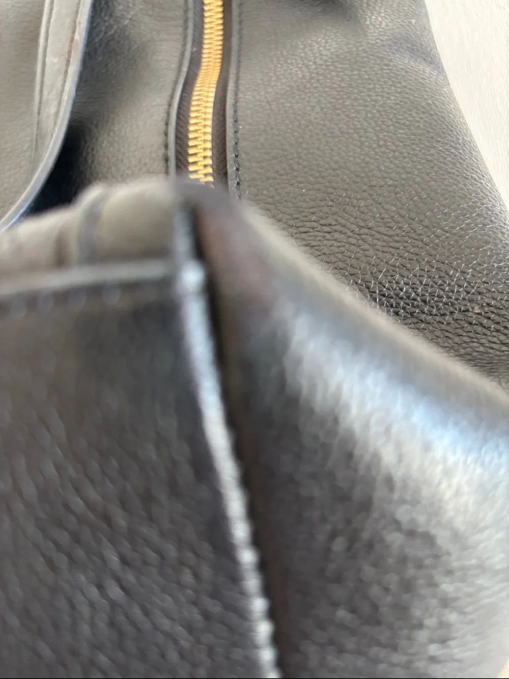 Fossil Black Leather Tote with Gold Accents - Picture 11 of 16